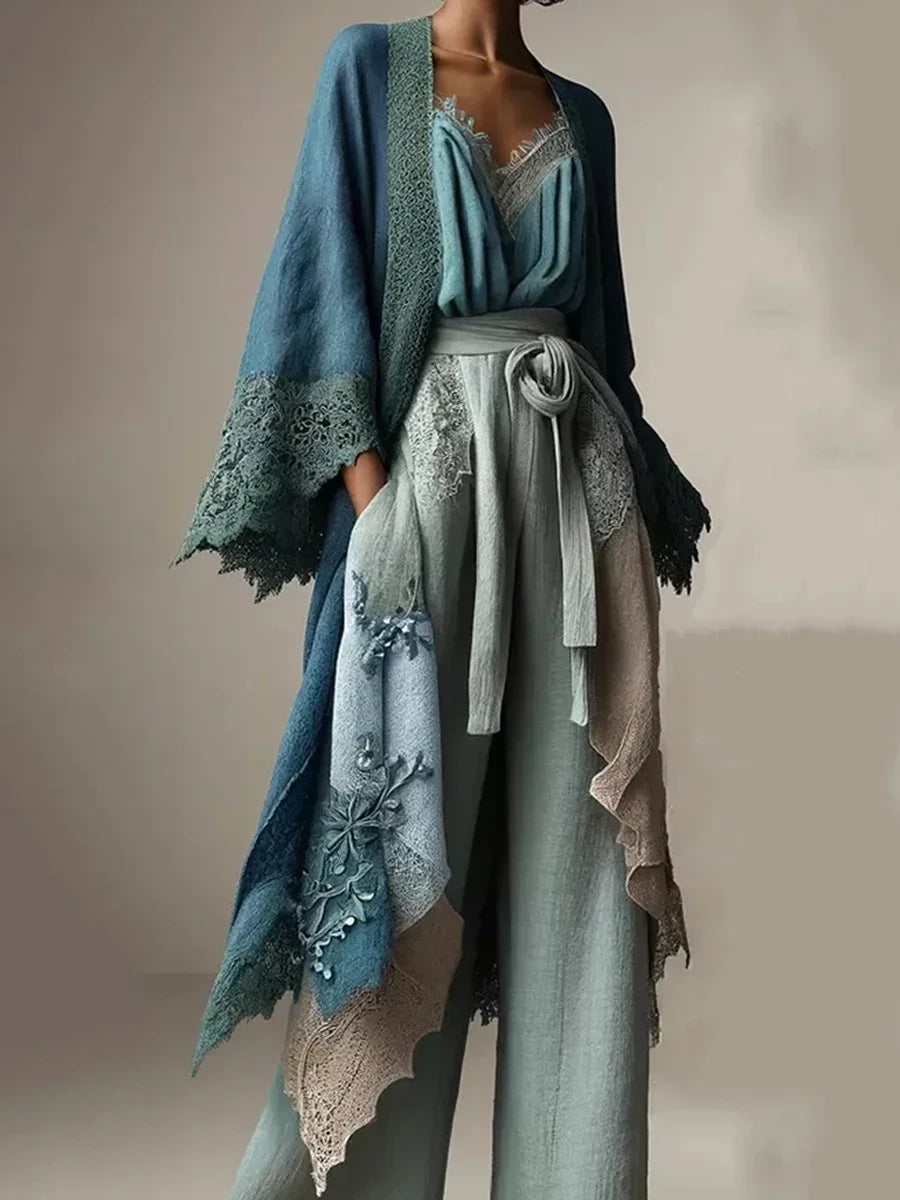 Fashionable Women's Trousers High Waist Solid Color Patchwork Overlay Lace-up Decoration Casual Loose Women's Wide Leg Pants