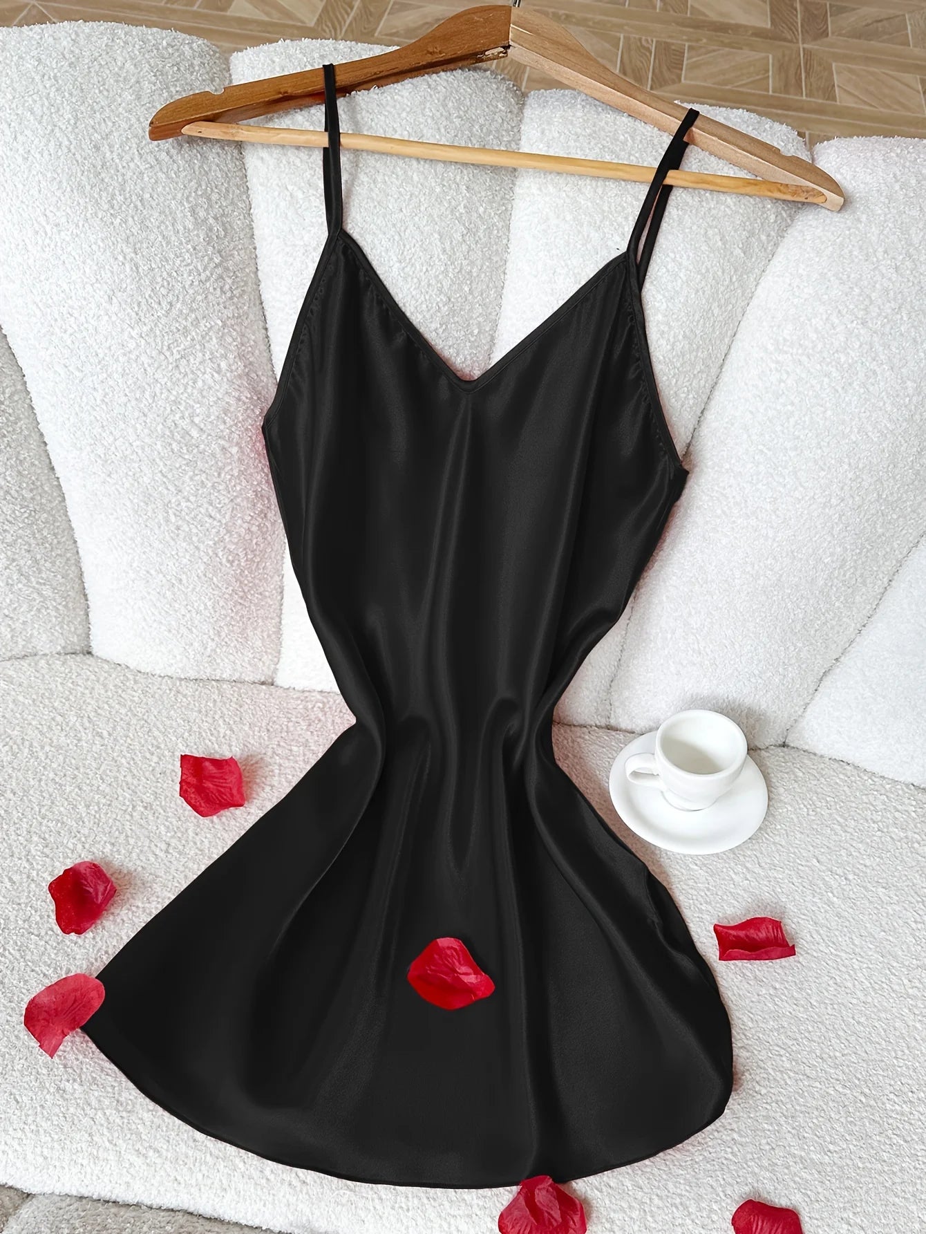 Women Sexy Elegant Silk Satin V-Neck Backless Mini Dress Strappy Chemise Nightwear Sleepwear Loungewear All Seasons Homewear